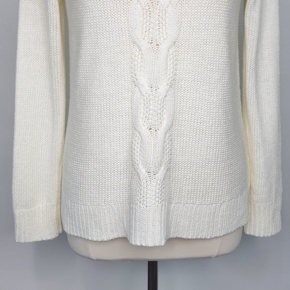 Apt. 9 Cream Cable Knit Mixed Knit Sweater Size L - Picture 3 of 12